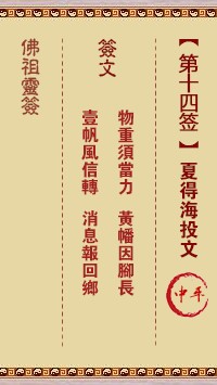 佛祖灵签14签（玄武山佛祖灵签）第十四签解签占卜详解