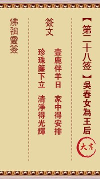 佛祖灵签28签（玄武山佛祖灵签）第二十八签解签占卜详解
