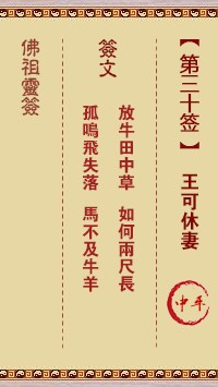 佛祖灵签30签（玄武山佛祖灵签）第三十签解签占卜详解