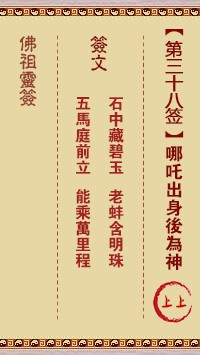 佛祖灵签38签（玄武山佛祖灵签）第三十八签解签占卜详解